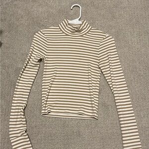 American Eagle Outfitters Beige and White Striped Long Sleeve